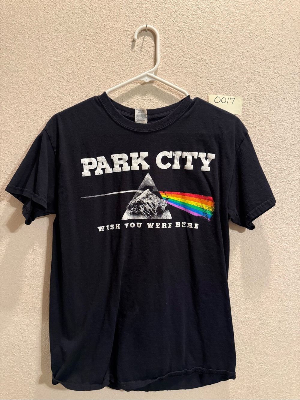 Gildan Black 'Park City' Graphic Tee with Rainbow Prism